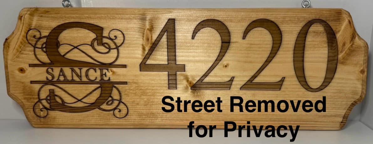 Monogram Name and Address Wooden Sign Plaque