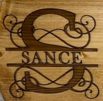 Set of 4 Monogram Round Swivel Top Charcuterie Board and Utensil Sets