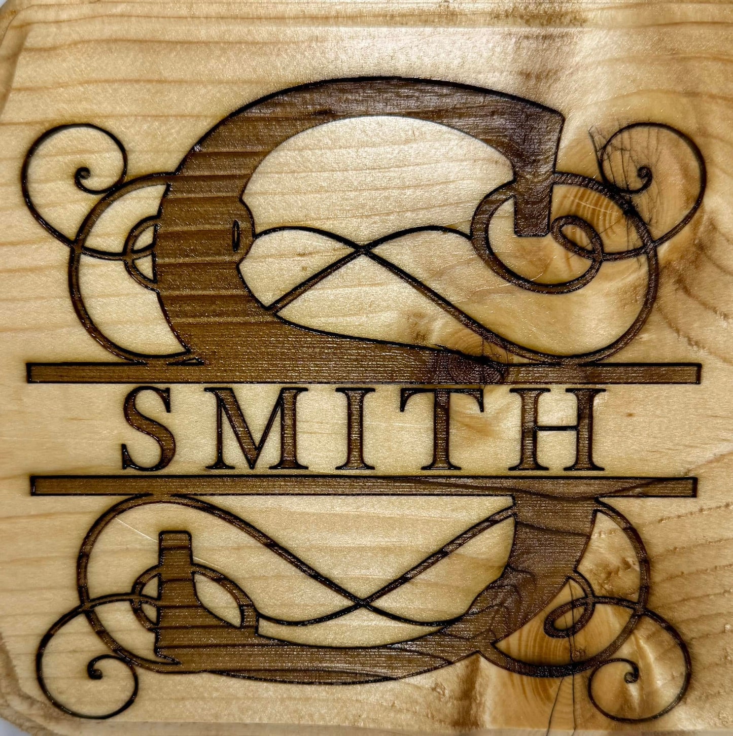 Monogram Name and Address Wooden Sign Plaque