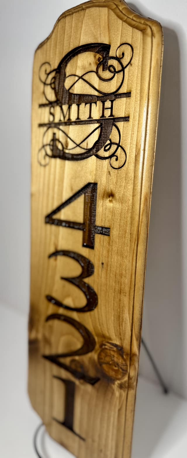 Monogram Name and Address Wooden Sign Plaque