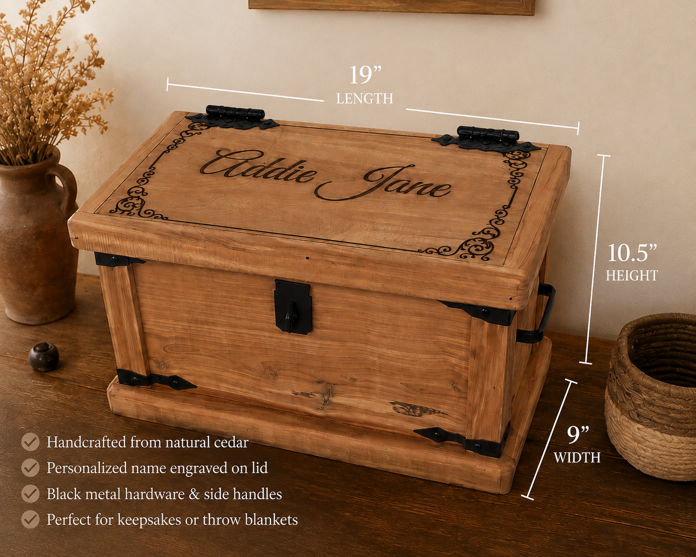 Personalized Handcrafted Cedar Keepsake Chest