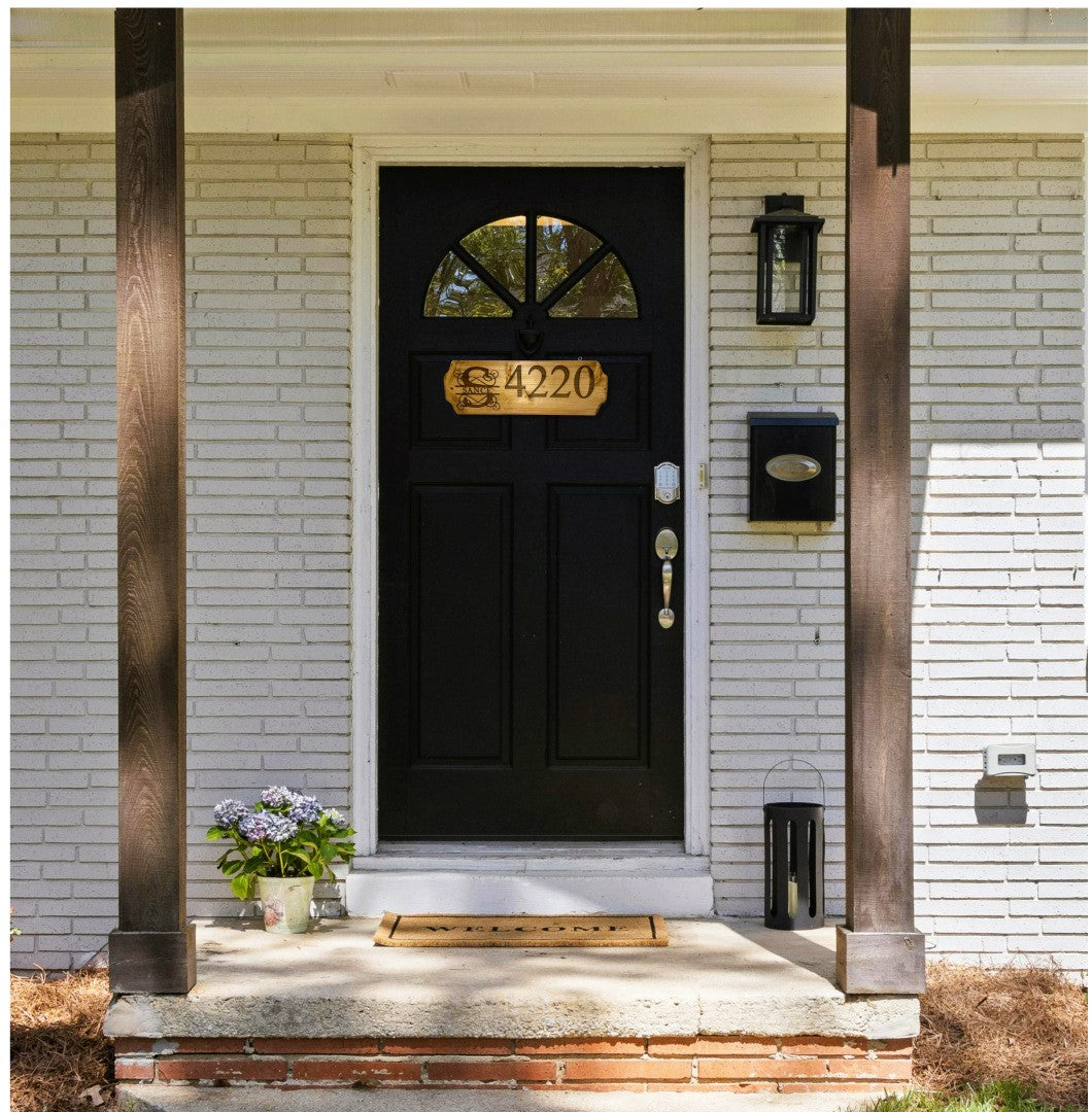 Monogram Name and Address Wooden Sign Plaque