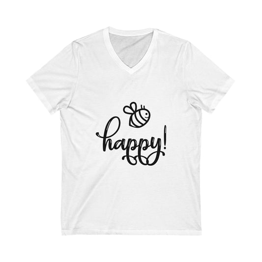 Bee Happy Women's Jersey Short Sleeve V-Neck Tee