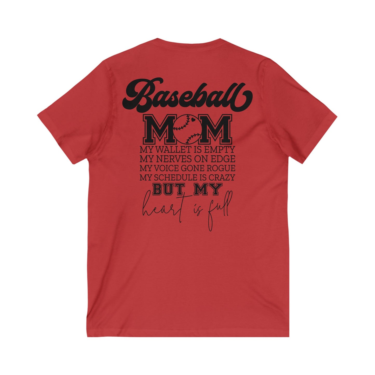 Baseball Mom Women's Jersey Short Sleeve V-Neck Tee