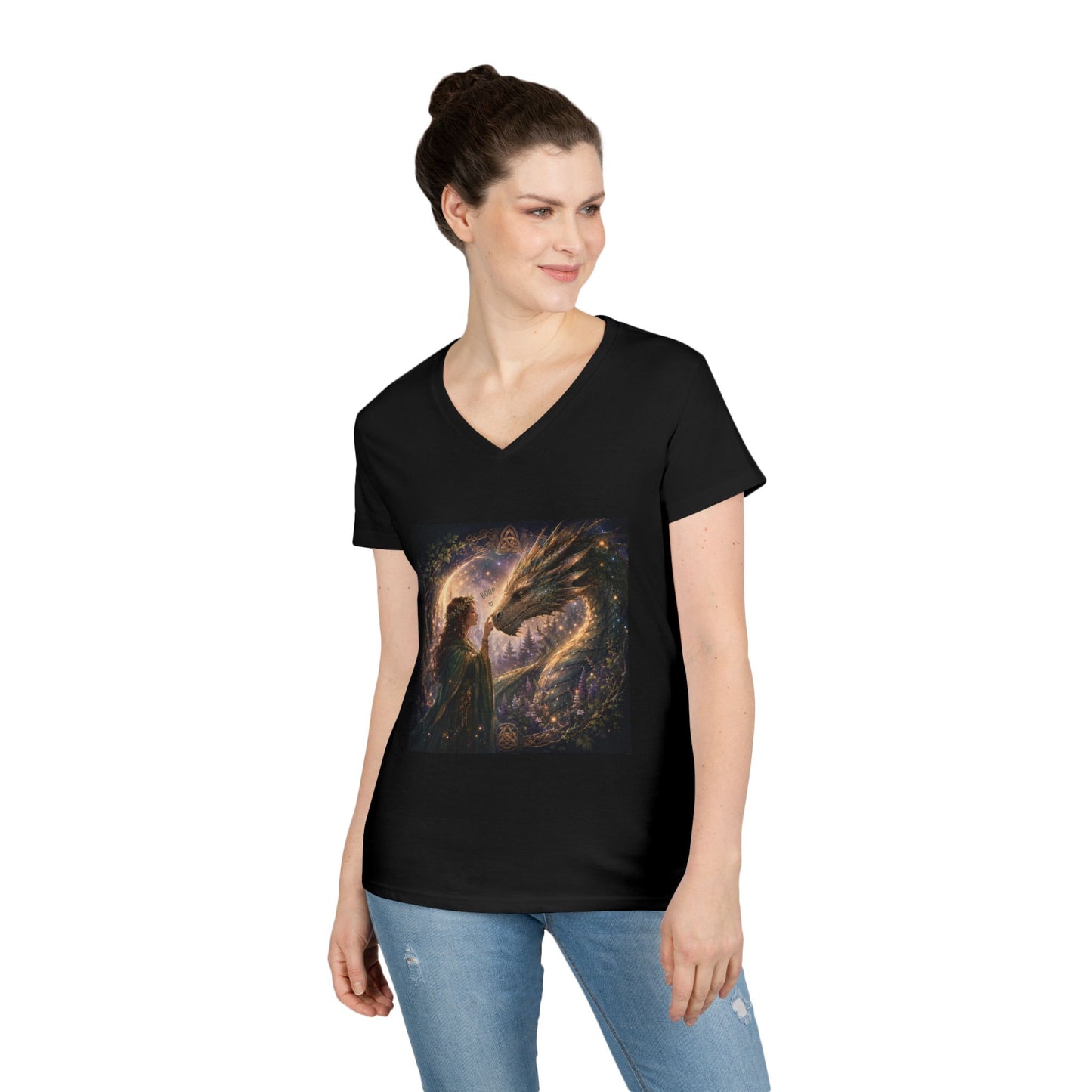 Dragon Boop V-Neck T-Shirt Spiritual Fantasy Women's Tee