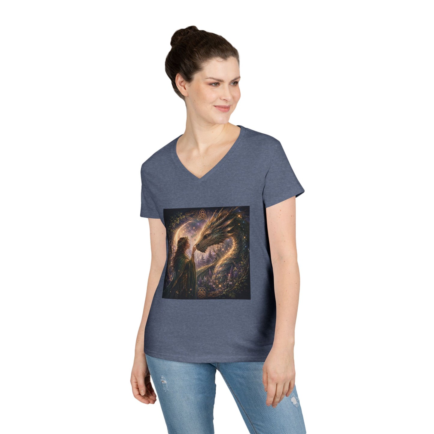 Dragon Boop V-Neck T-Shirt Spiritual Fantasy Women's Tee