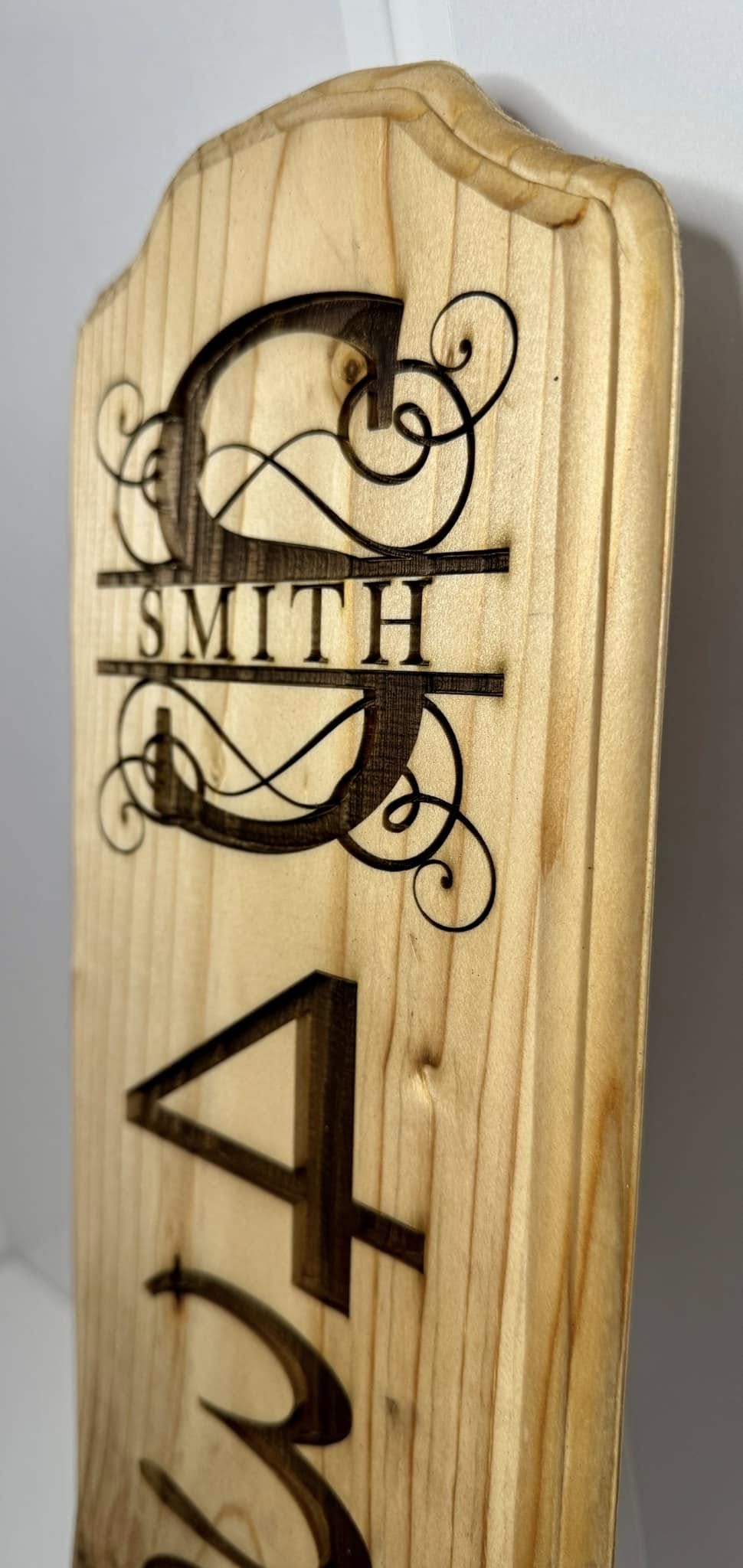 Monogram Name and Address Wooden Sign Plaque
