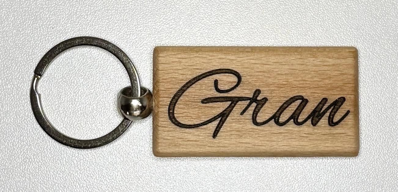 Grandparent and Grandkids Personalized Wooden Keychain 2 Sides