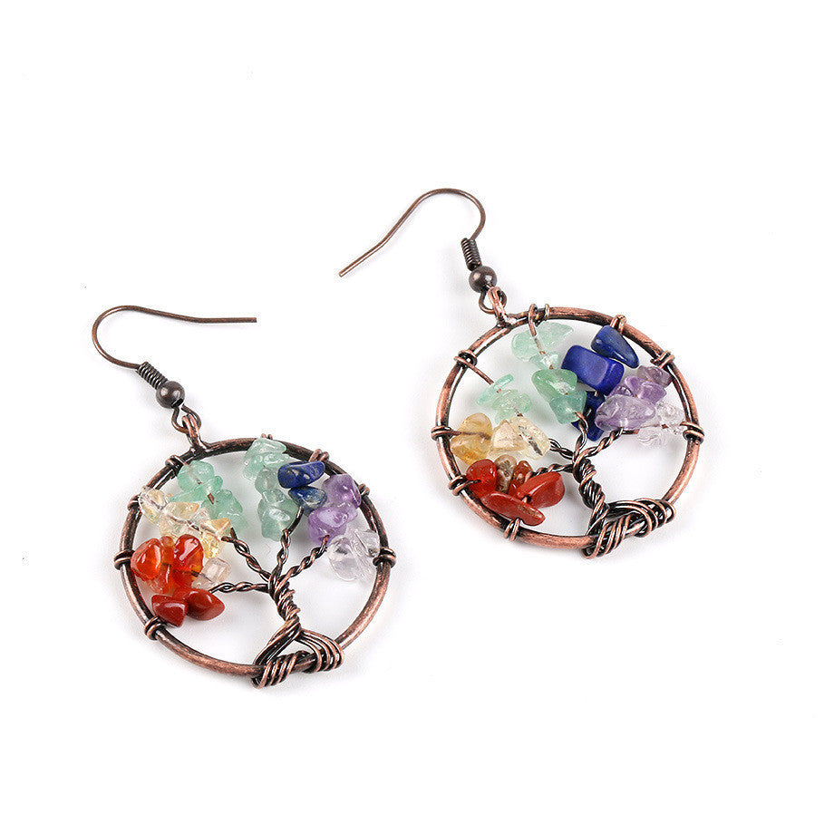 Seven Chakra Tree of Life Earrings