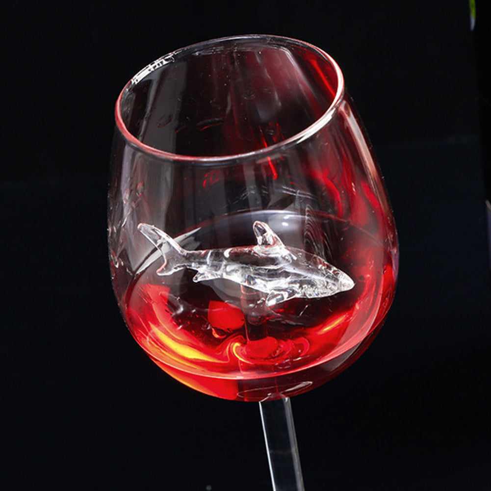 Crystal Shark Wine Glass with Glass Shark Inside Goblet