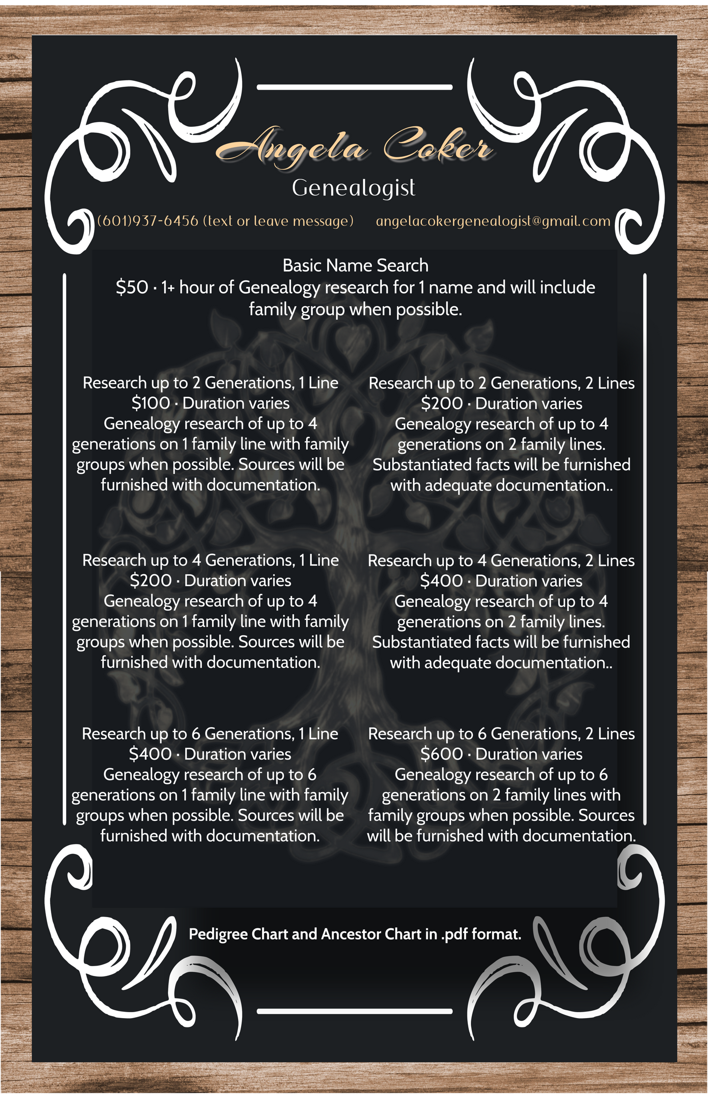 Angela Coker, Genealogy Services