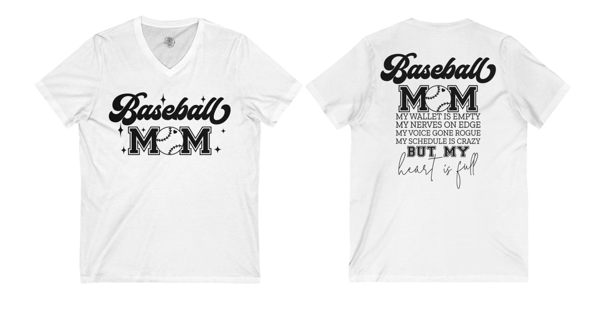 Baseball Mom Women's Jersey Short Sleeve V-Neck Tee