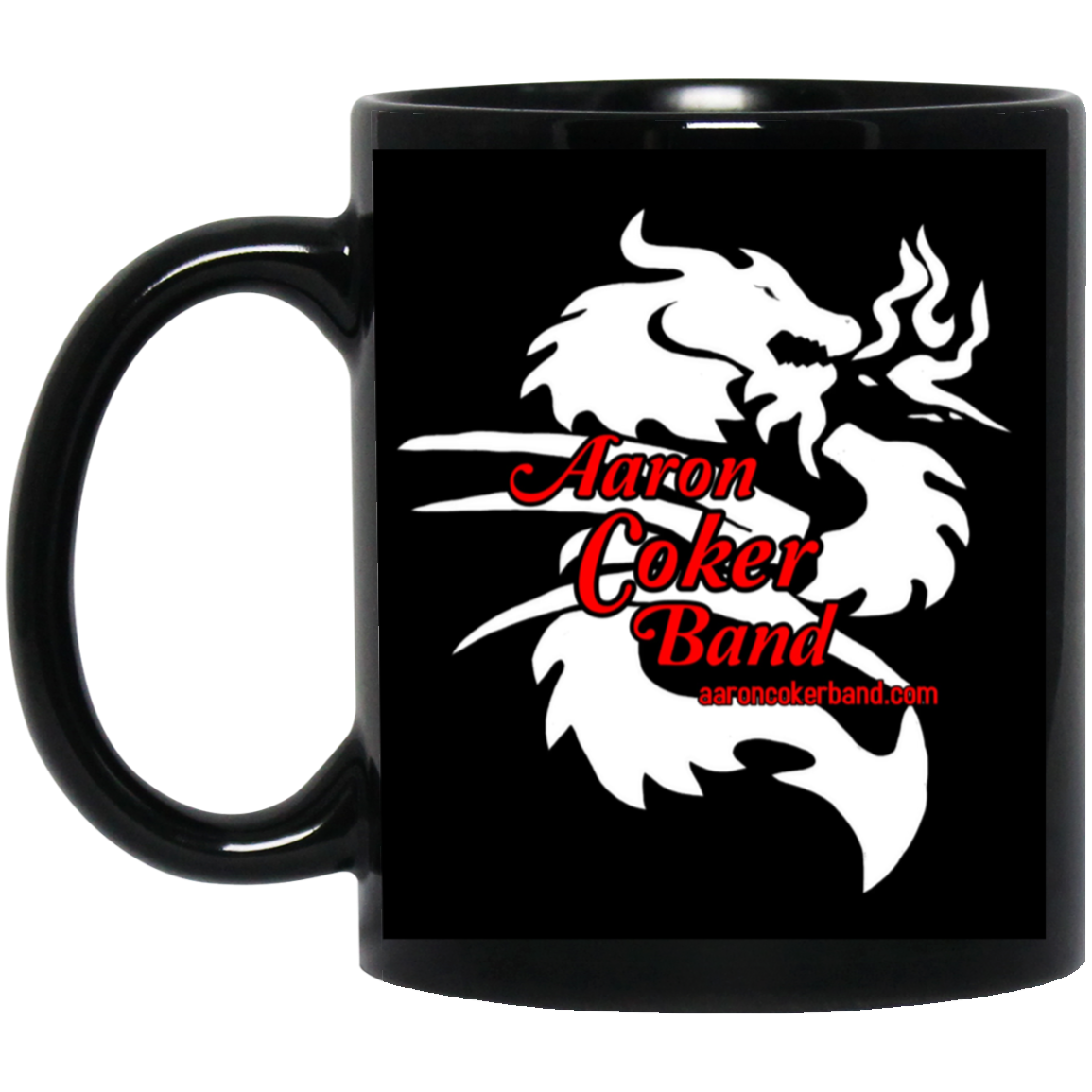 Aaron Coker Band 11oz Black Mug Red Font