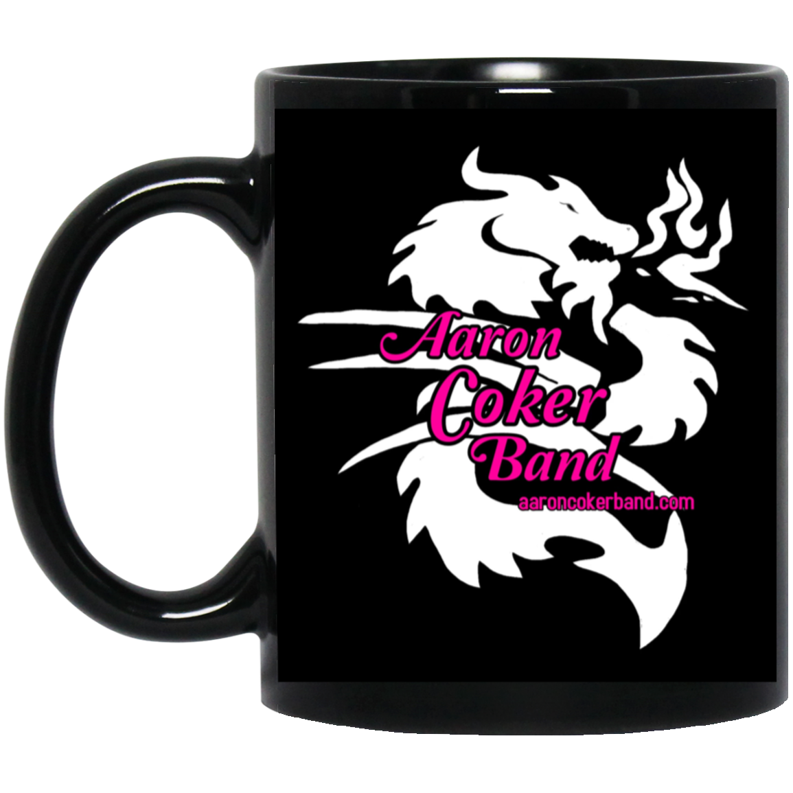 Aaron Coker Band 11oz Black Mug Pink Font