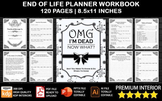 OMG I'm Dead End of Life Final Wishes Planner Editable & Printable PDF