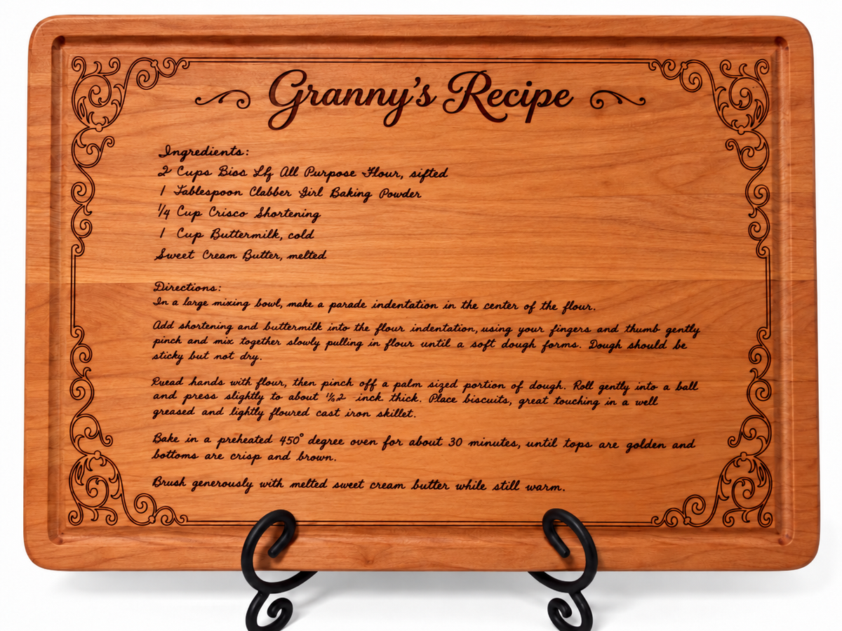 Personalized Handwritten Recipe & Photo Cutting Board Cherry Heirloom Keepsake