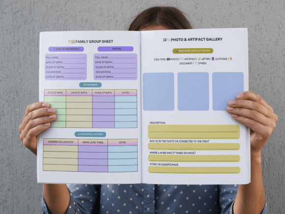 Genealogy Organizer Journal 120 Page Editable PDF Digital Download