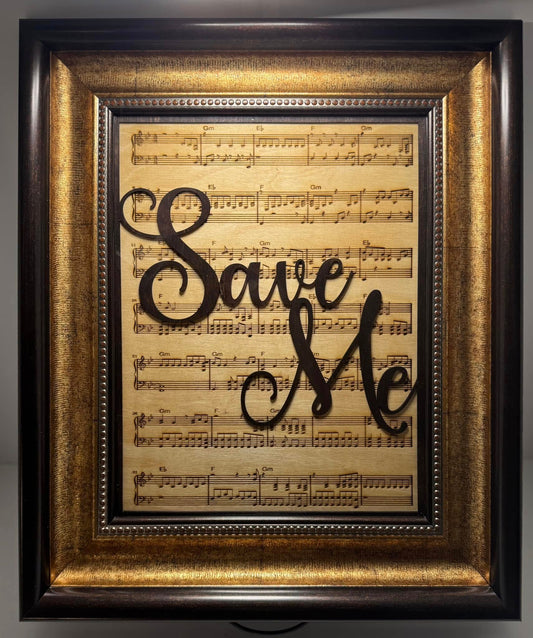 Engraved Sheet Music Plaque Sign with Laser Cut Wooden Song Name