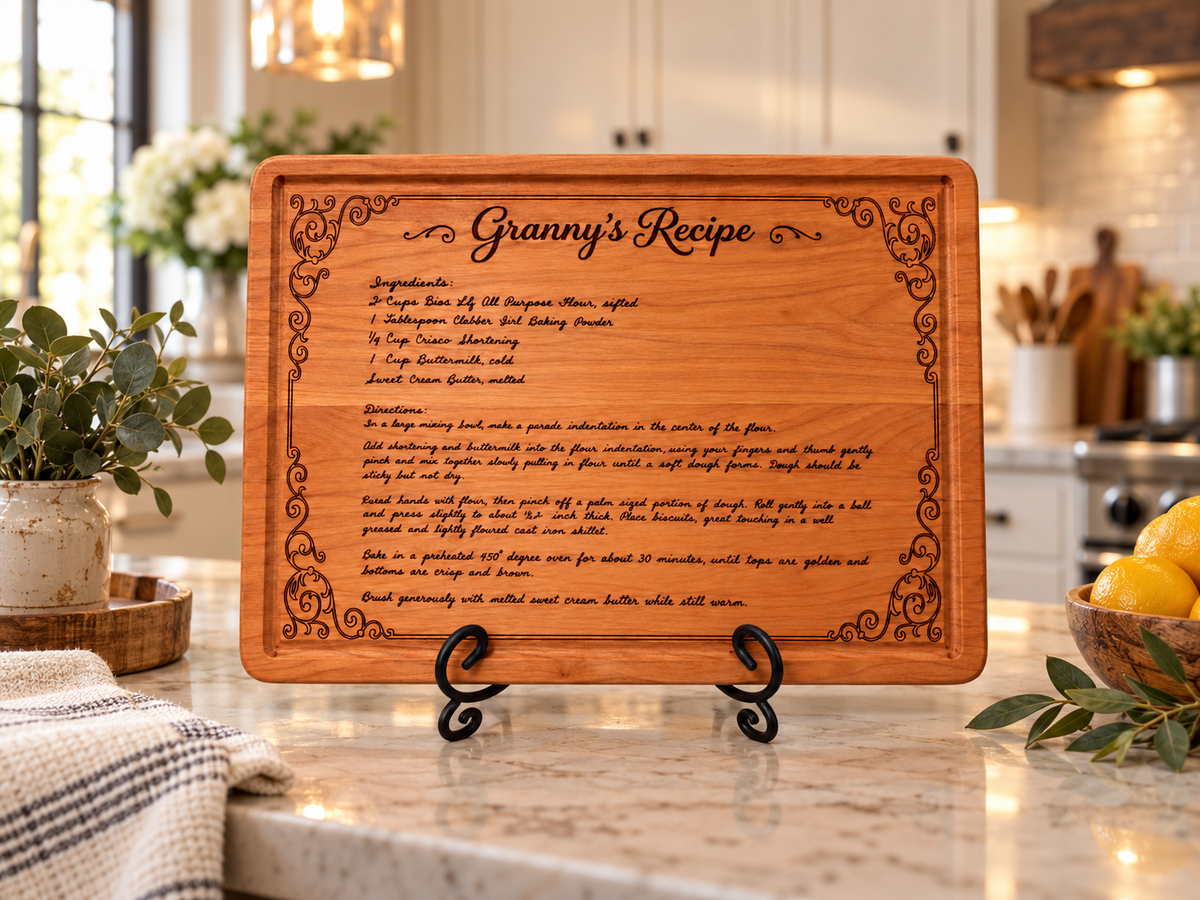 Personalized Handwritten Recipe & Photo Cutting Board Cherry Heirloom Keepsake