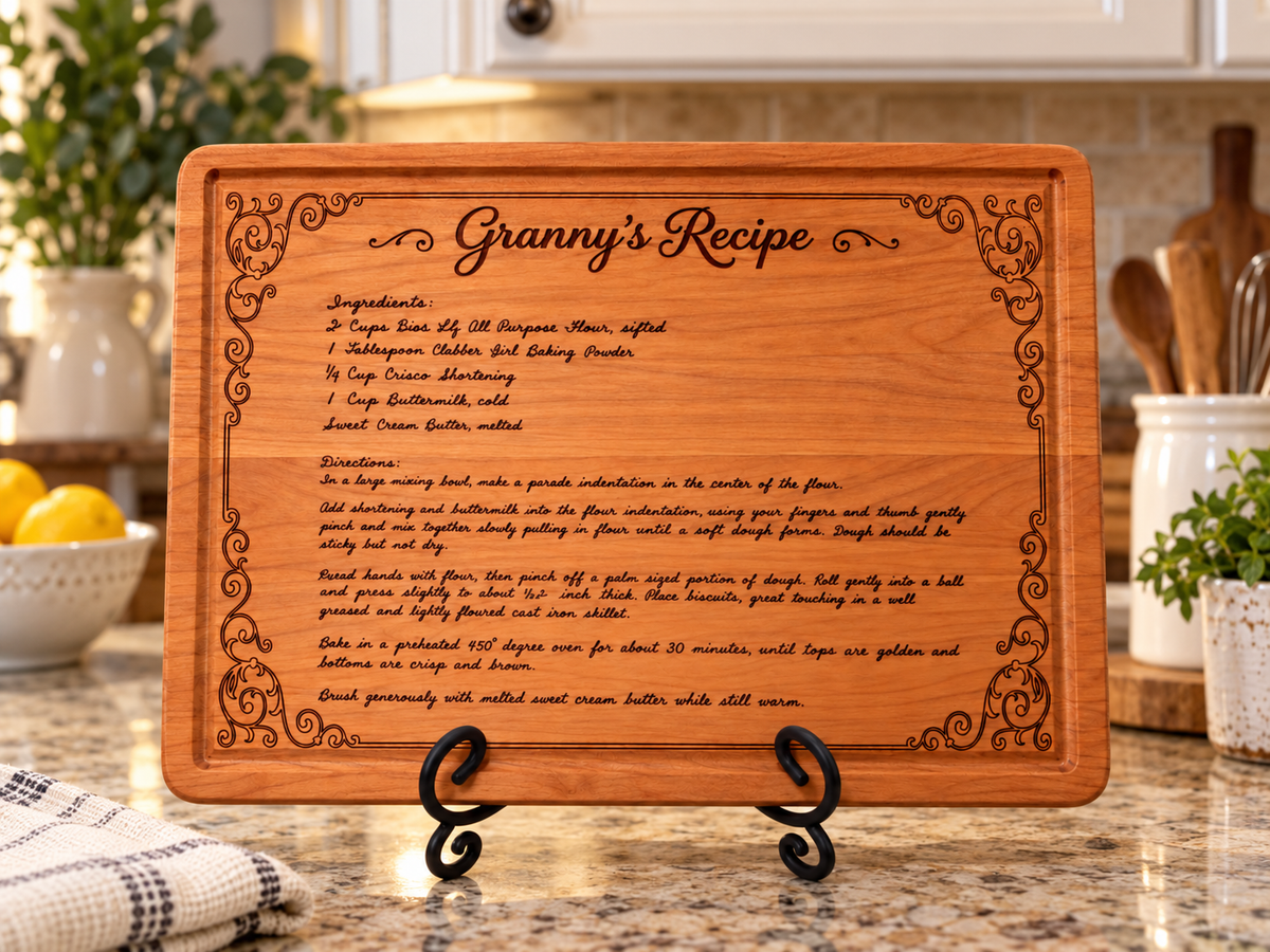 Personalized Handwritten Recipe & Photo Cutting Board Cherry Heirloom Keepsake