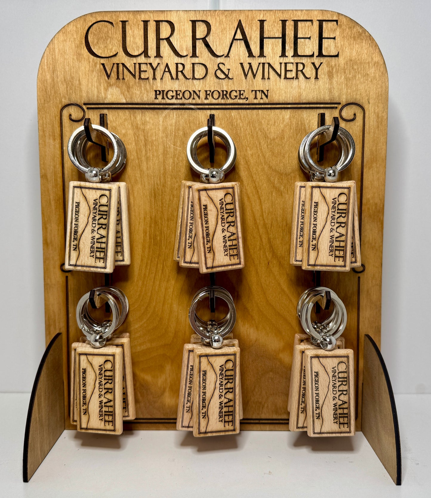Business Name and QR Code Personalized Wooden Keychain 2 Sides with Bulk Options