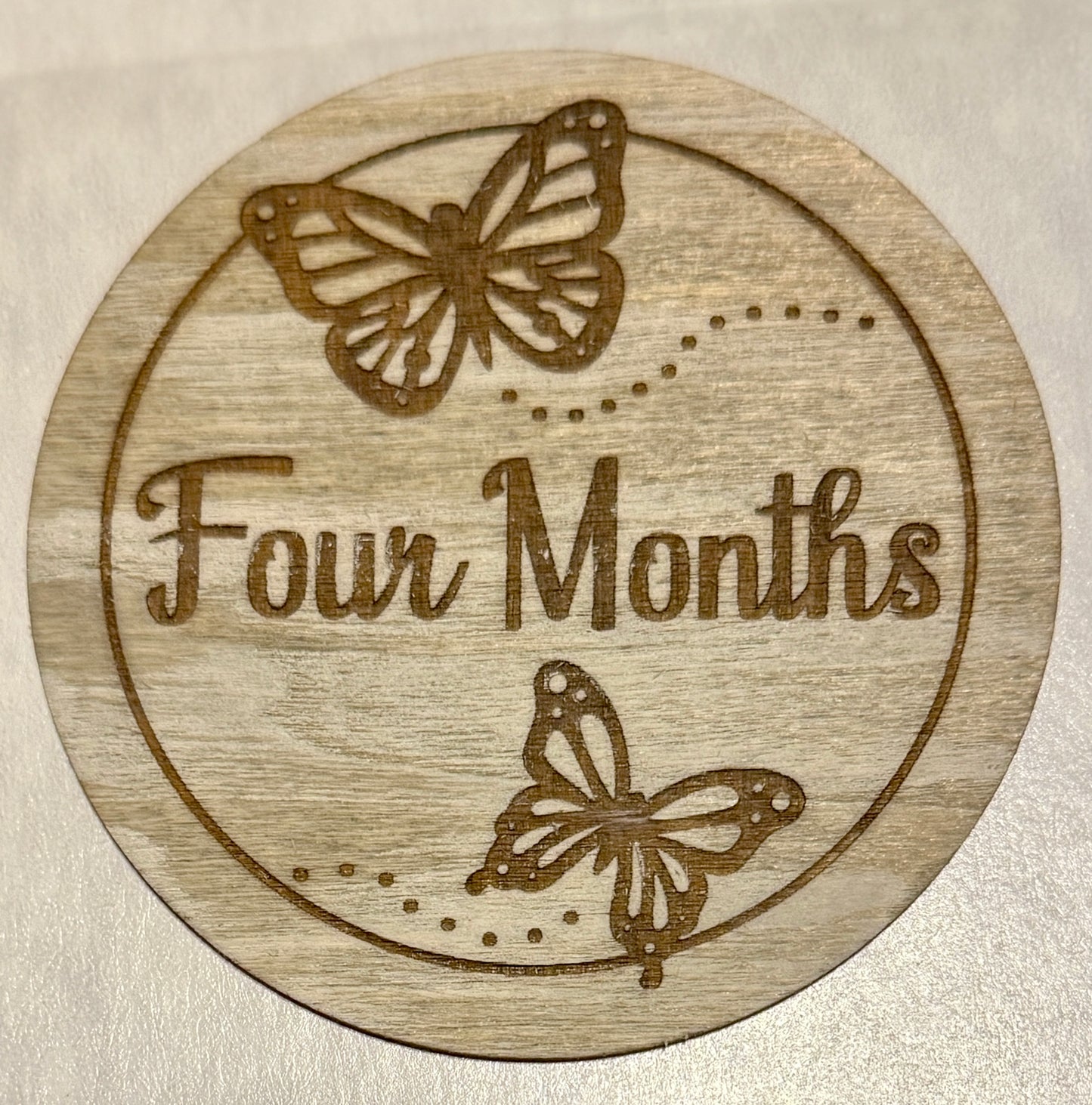 Custom Wooden Baby Monthly Milestone Discs with Butterflies