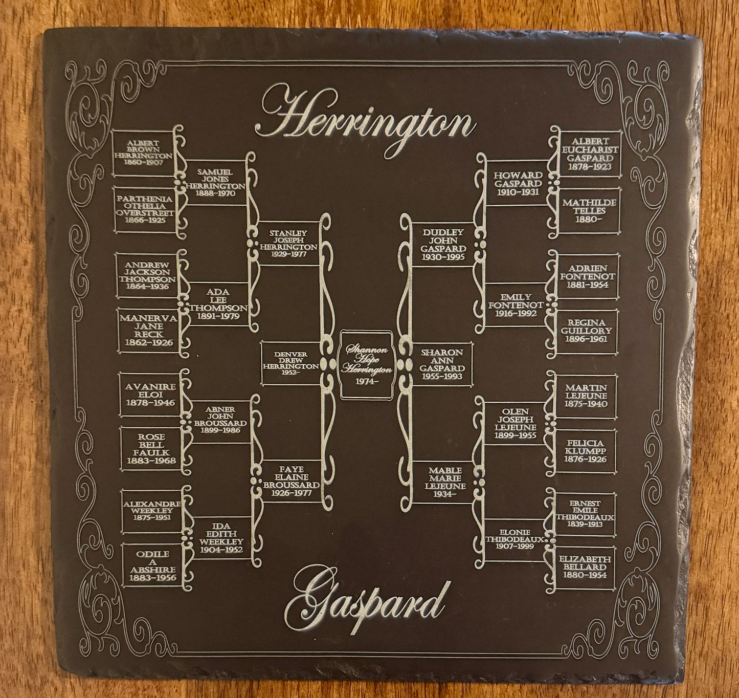 Slate Family Tree Plaque with Stand