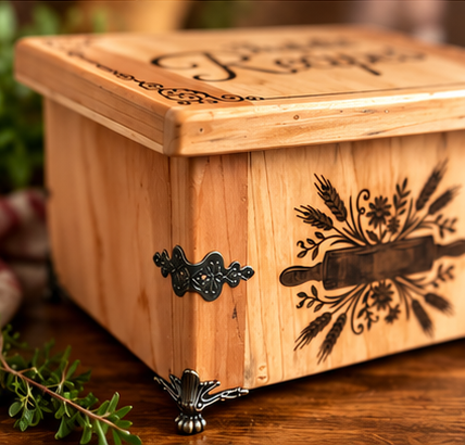 Personalized Cedar Custom Engraved Recipe Card Holder Box