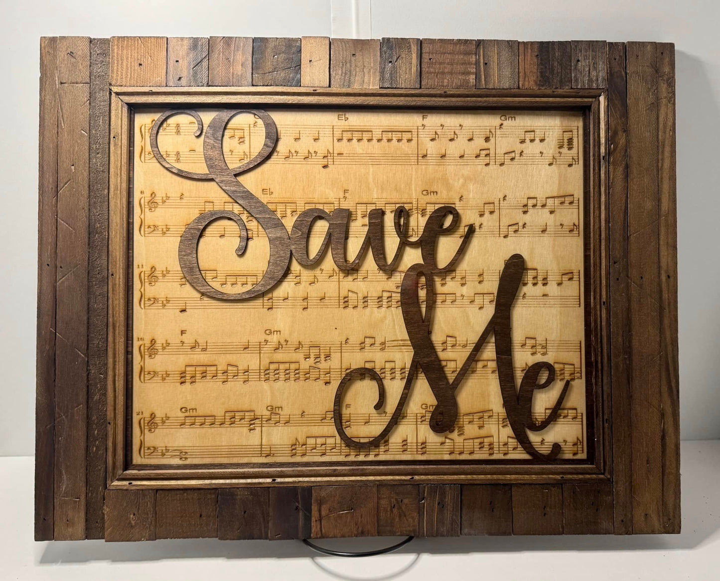 Engraved Sheet Music Plaque Sign with Laser Cut Wooden Song Name