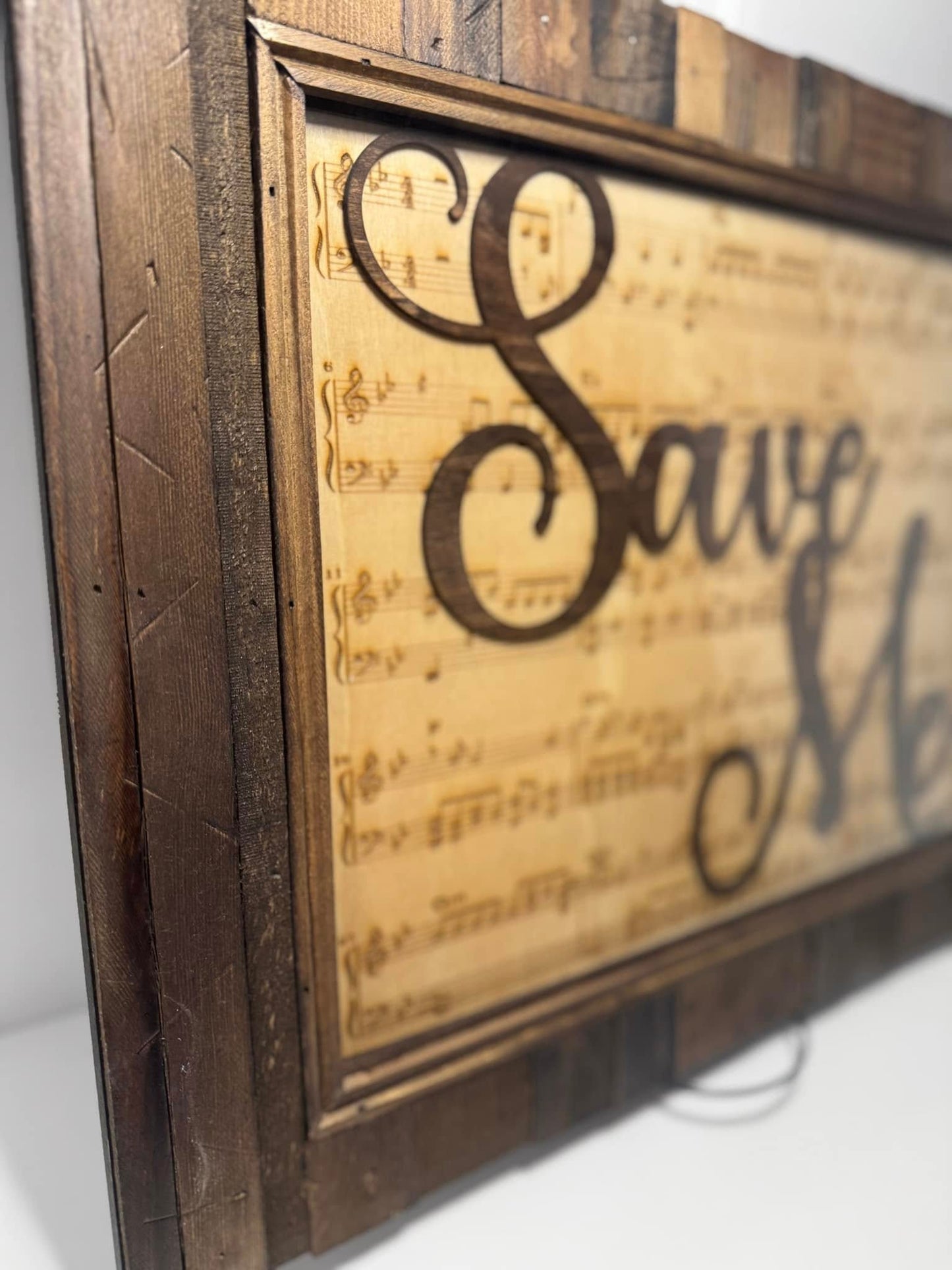 Engraved Sheet Music Plaque Sign with Laser Cut Wooden Song Name