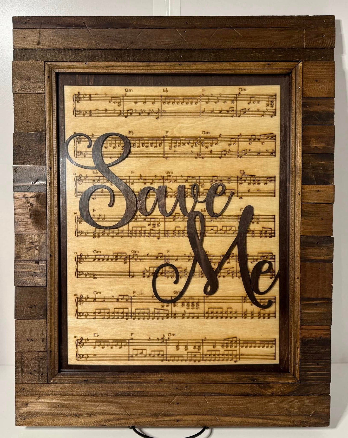 Engraved Sheet Music Plaque Sign with Laser Cut Wooden Song Name