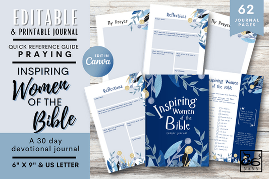 Prayer & Devotional Journal Inspiring Women of the Bible Editable & Printable Download