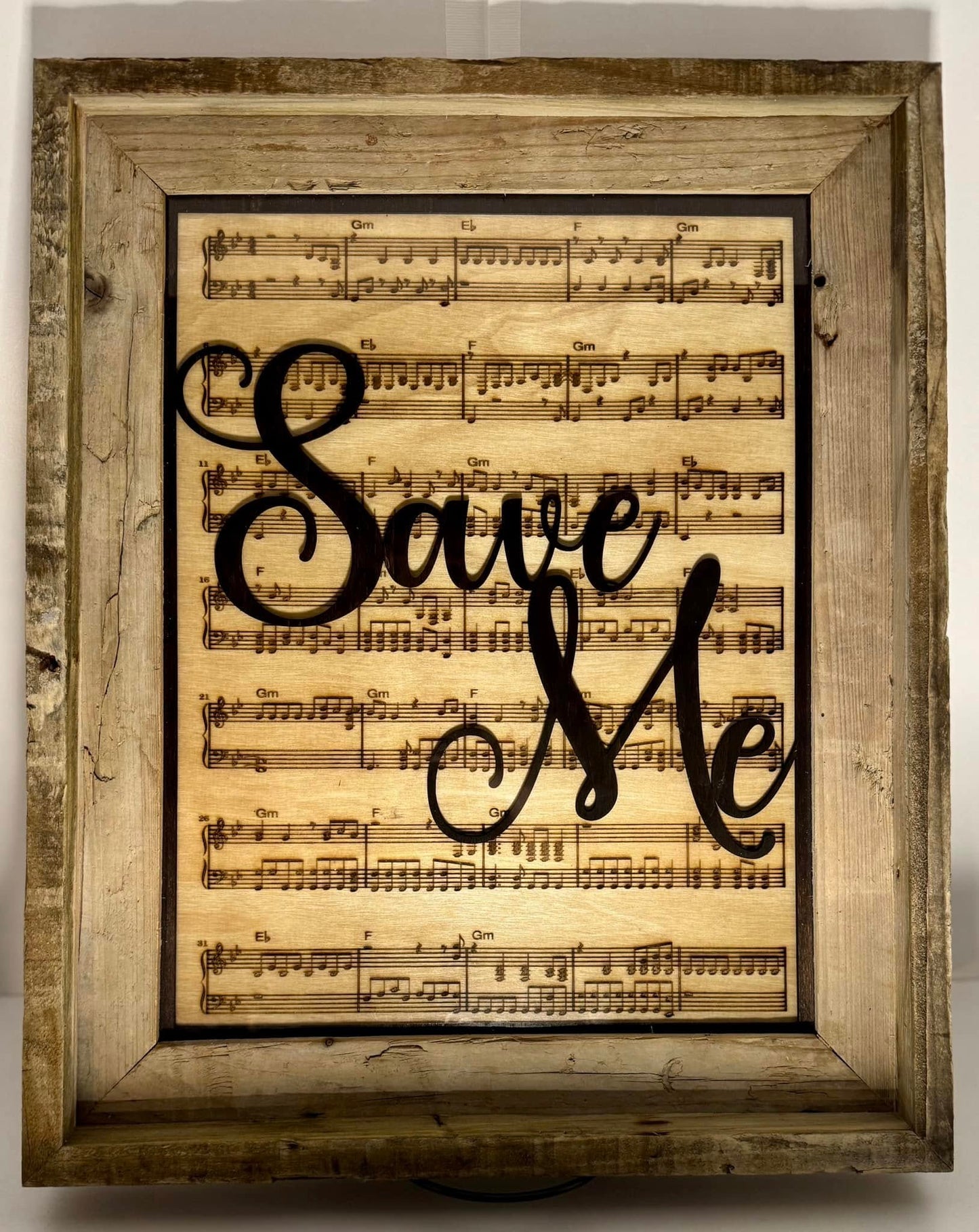 Engraved Sheet Music Plaque Sign with Laser Cut Wooden Song Name