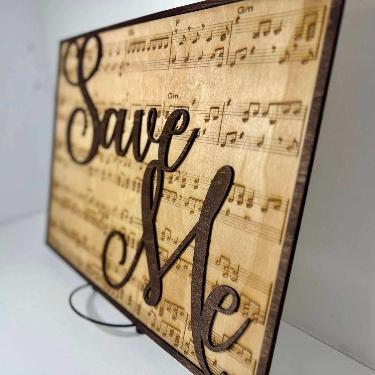 Engraved Sheet Music Plaque Sign with Laser Cut Wooden Song Name