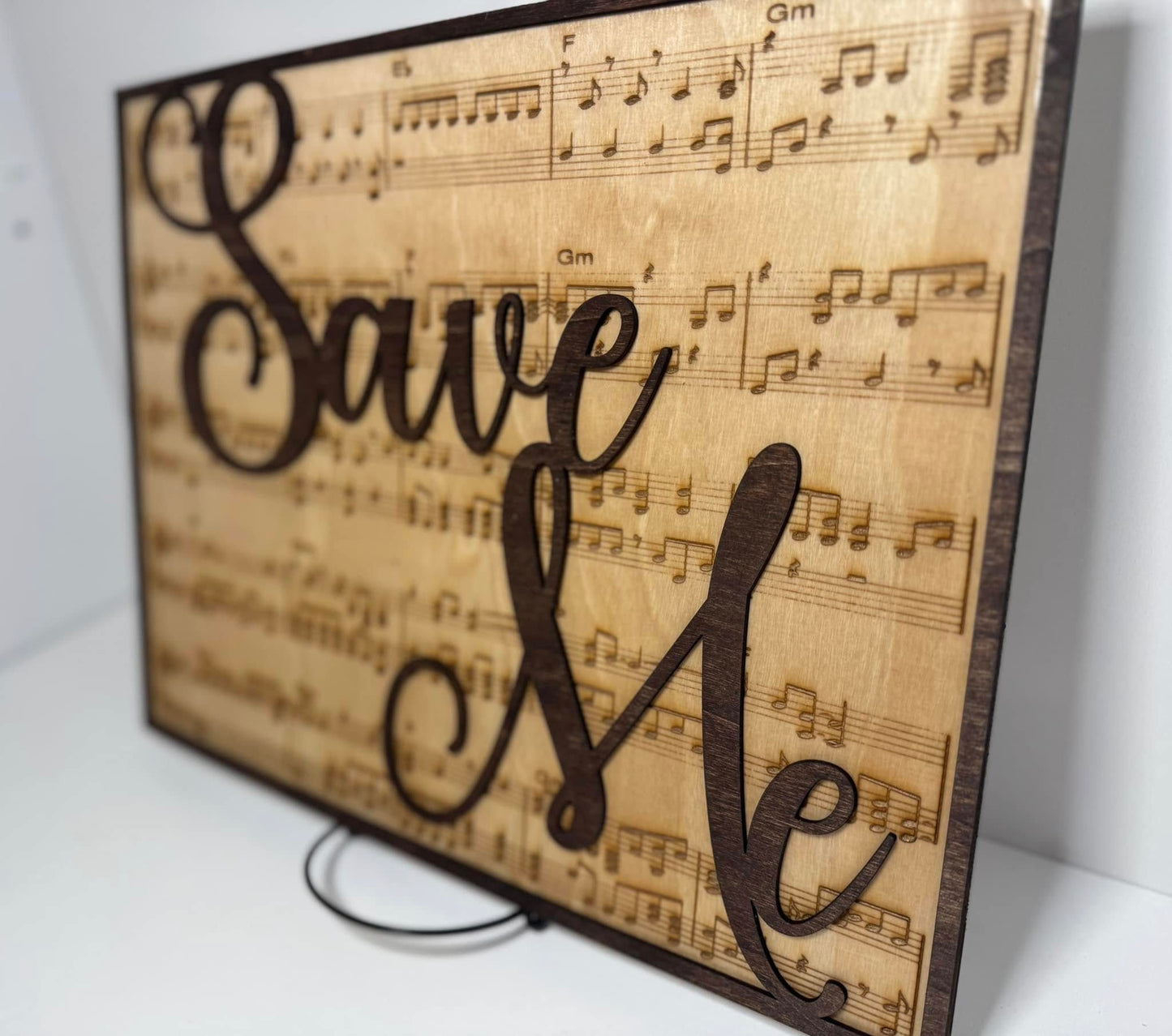 Engraved Sheet Music Plaque Sign with Laser Cut Wooden Song Name