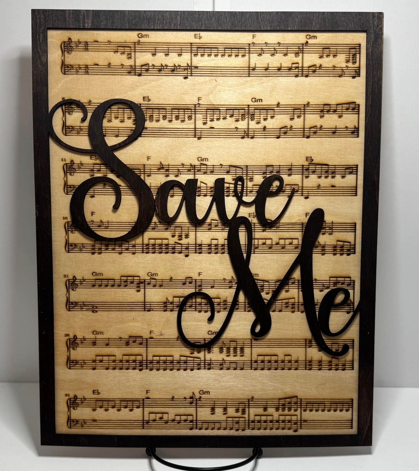 Engraved Sheet Music Plaque Sign with Laser Cut Wooden Song Name