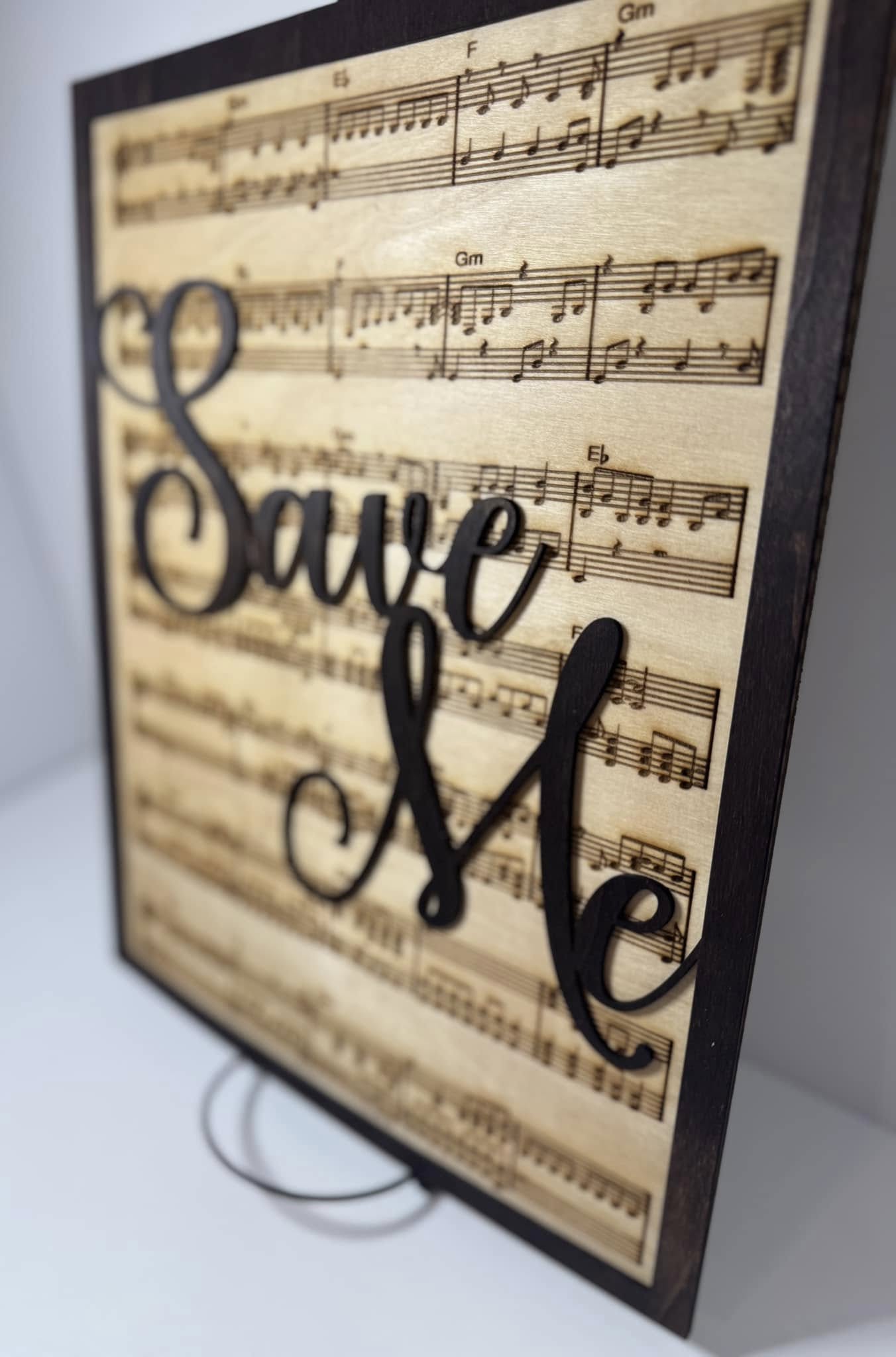 Engraved Sheet Music Plaque Sign with Laser Cut Wooden Song Name