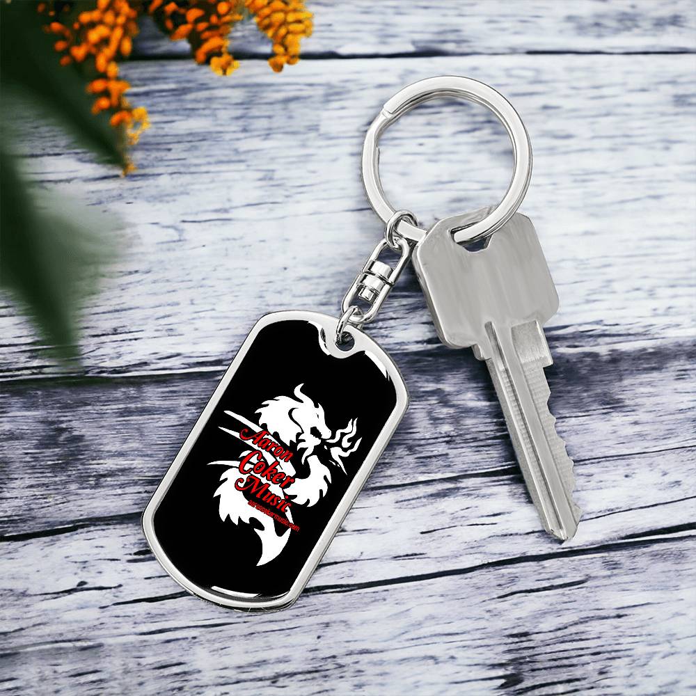 Aaron Coker Music Men's Dog Tag Keychain